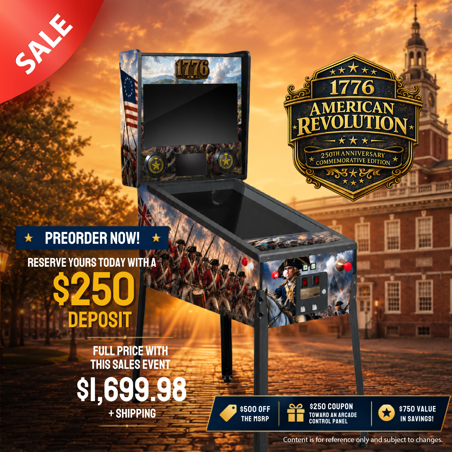 Preorder - Legends Pinball 4KP 1776 American Revolution Premium Starter with SSF Kit™ Preinstalled